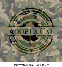 Adopt a Cat on camouflaged texture