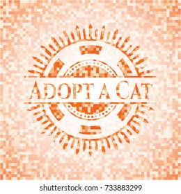 Adopt a Cat orange mosaic emblem with background