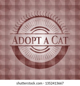 Adopt a Cat red geometric badge. Seamless.