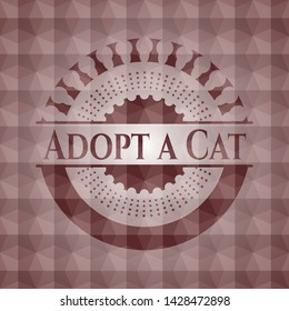 Adopt a Cat red seamless geometric badge.
