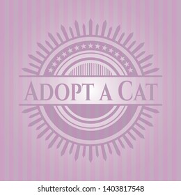 Adopt a Cat retro style pink emblem. Vector Illustration. Detailed.
