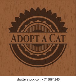 Adopt a Cat retro style wood emblem