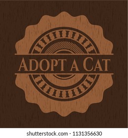 Adopt a Cat retro wooden emblem