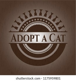 Adopt a Cat retro wooden emblem