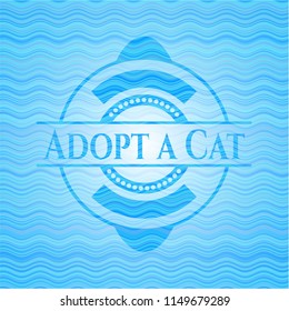 Adopt a Cat sky blue water wave style emblem.