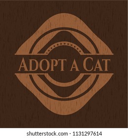 Adopt a Cat wood emblem. Vintage.