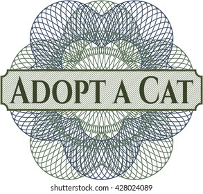 Adopt a Cat written inside a money style rosette