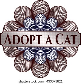 Adopt a Cat written inside a money style rosette