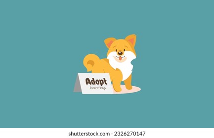 adopt dog sticker vector illustration flat design