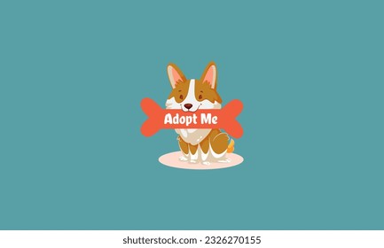 adopt dog sticker vector illustration flat design