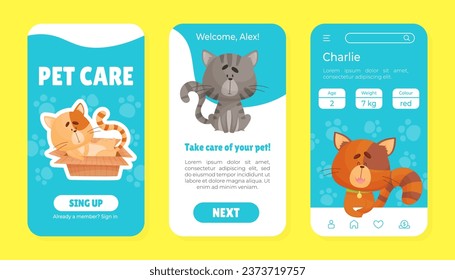 Adopt Friend Card with Funny Cat Domestic Pet Vector Template