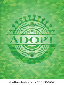 Adopt green emblem. Mosaic background. Vector Illustration. Detailed.