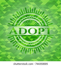 Adopt green emblem. Mosaic background
