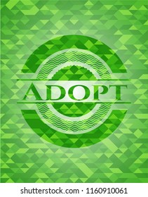 Adopt green emblem with triangle mosaic background