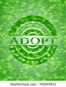 Adopt green emblem with triangle mosaic background