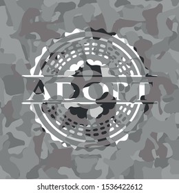 Adopt grey camo emblem. Vector Illustration.