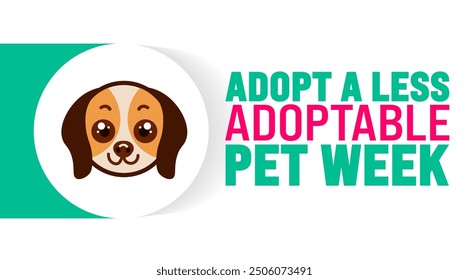 Adopt a Less Adoptable Pet Week is observed every year in September. Holiday concept. Template for background, banner, card, poster, placard, design template with unique shapes with standard color.