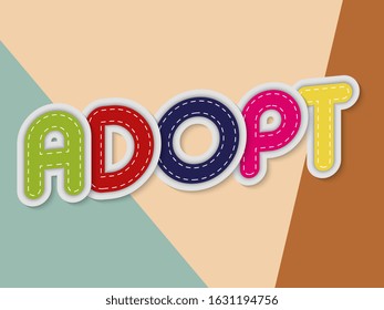 adopt letters banner with border stitches