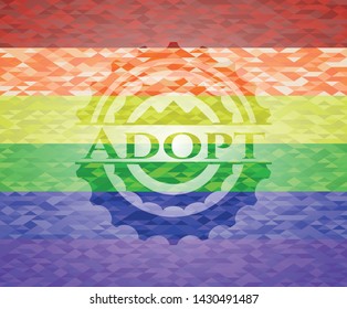 Adopt lgbt colors emblem. Vector Illustration. Mosaic.