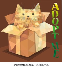 Adopt me vector kitty in the box, polygonal art.