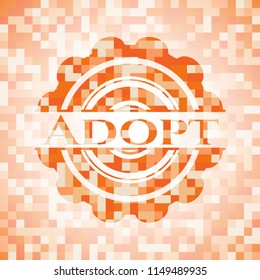 Adopt orange mosaic emblem with background