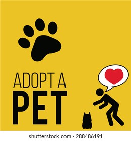 adopt a pet illustration over yellow color background
