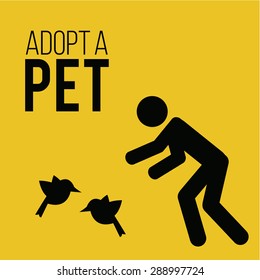 adopt a pet illustration over yellow color background
