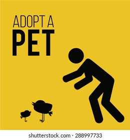 adopt a pet illustration over yellow color background
