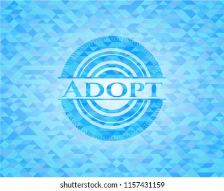 Adopt realistic light blue mosaic emblem