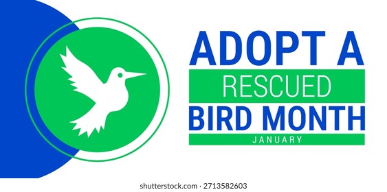 Adopt A Rescued Bird Month Hintergrund, Banner, Karte oder Poster Design-Vorlage wird jedes Jahr im Januar beobachtet, um das Bewusstsein für die Mission zu erhöhen. Vektorgrafik.
