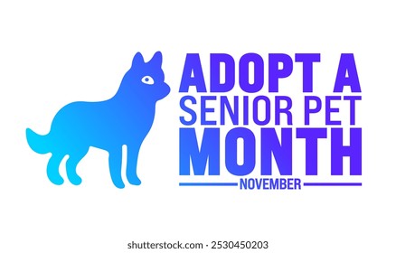 adotar um fundo de pet sênior mês ou modelo de design de banner é observado todos os anos em novembro. Conceito de férias. Modelo para cartão, cartaz, cartão, modelo. 