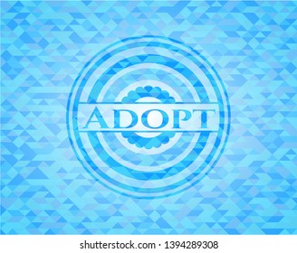 Adopt sky blue emblem with mosaic ecological style background