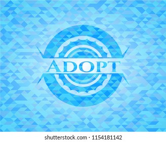 Adopt sky blue emblem with triangle mosaic background