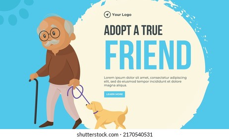 Adopt a true friend landscape banner design template.