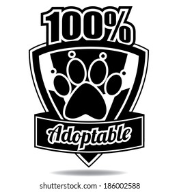 Adoptable pet badge symbol icon EPS 10 vector, grouped for easy editing. No open shapes or paths.