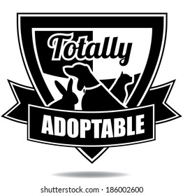 Adoptable pet badge symbol icon EPS 10 vector, grouped for easy editing. No open shapes or paths.