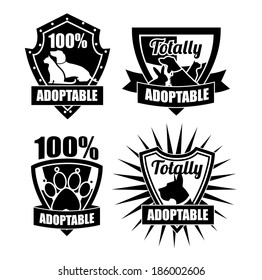 Adoptable pet badge symbol icon set EPS 10 vector, grouped for easy editing. No open shapes or paths.