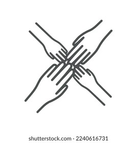 Adopted hands icon. Metaphor of charity and care, equality and unity, good relations in family. Tolerance and adoption, kidness. Graphic element for website. Cartoon flat vector illustration