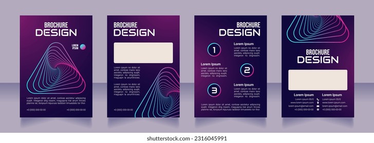 Adopting digital technology blank brochure design. Template set with copy space for text. Premade corporate reports collection. Editable 4 paper pages. Bebas Neue, Audiowide, Roboto Light fonts used