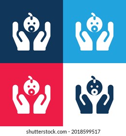 Adoption blue and red four color minimal icon set