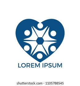 Adoption and Community care Logo. Simple concept for colorful community people heart logo. 