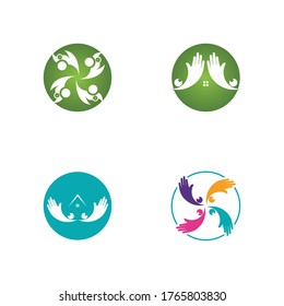 Adopción y cuidado de la comunidad Icono vectorial de la plantilla de logotipo para empresas