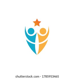 Vector de la plantilla de logotipos para adopción y cuidado de la comunidad