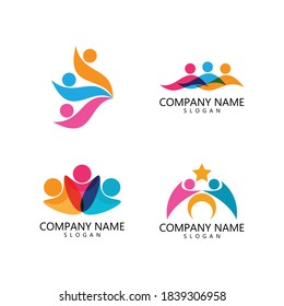 Vector de la plantilla de logotipos para adopción y cuidado de la comunidad