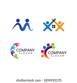 Vector de la plantilla de logotipos para adopción y cuidado de la comunidad