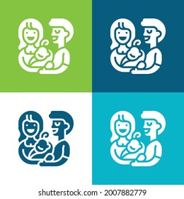 Adoption Vier-farbige minimale Icon-Set