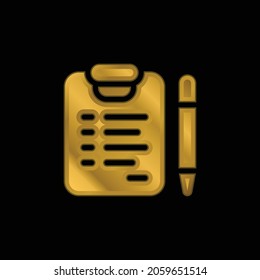 Adoption Form gold plated metalic icon or logo vector