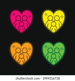 Adoption four color glowing neon vector icon