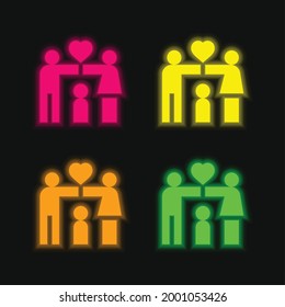 Adoption four color glowing neon vector icon