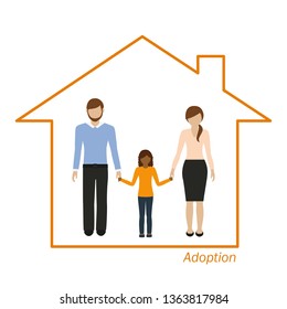 adoption of a girl family in a house vector illustration EPS10